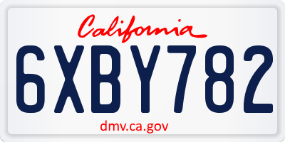 CA license plate 6XBY782