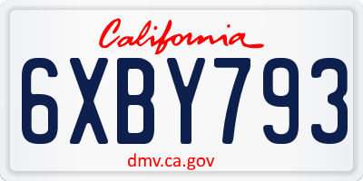 CA license plate 6XBY793
