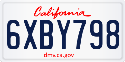 CA license plate 6XBY798