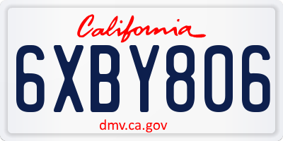 CA license plate 6XBY806
