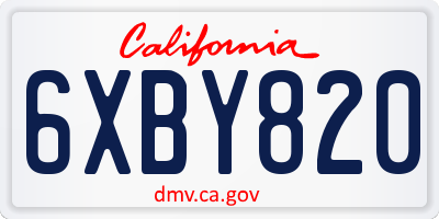 CA license plate 6XBY820