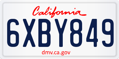 CA license plate 6XBY849