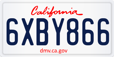 CA license plate 6XBY866