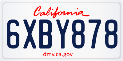CA license plate 6XBY878