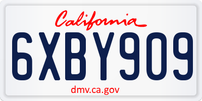 CA license plate 6XBY909
