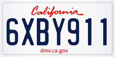 CA license plate 6XBY911
