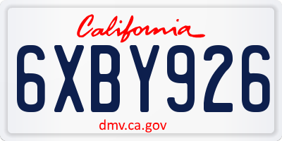 CA license plate 6XBY926