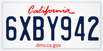 CA license plate 6XBY942