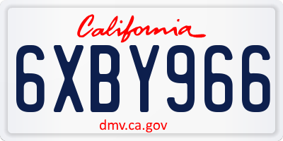 CA license plate 6XBY966