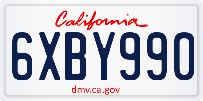 CA license plate 6XBY990