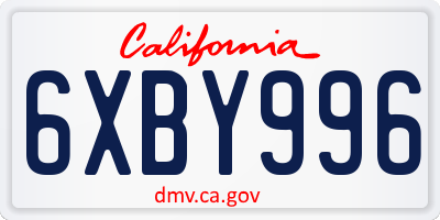 CA license plate 6XBY996