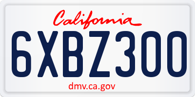CA license plate 6XBZ300