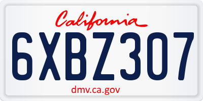 CA license plate 6XBZ307