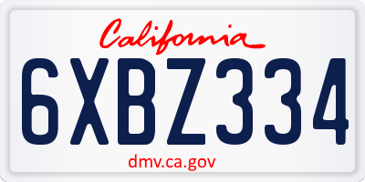 CA license plate 6XBZ334