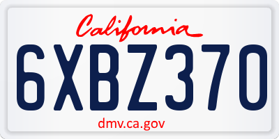 CA license plate 6XBZ370