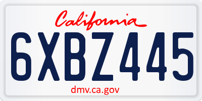 CA license plate 6XBZ445