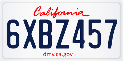 CA license plate 6XBZ457