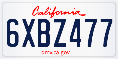 CA license plate 6XBZ477
