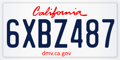 CA license plate 6XBZ487