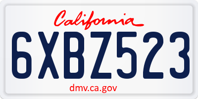CA license plate 6XBZ523