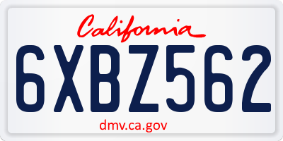 CA license plate 6XBZ562