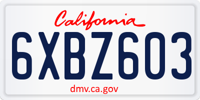 CA license plate 6XBZ603