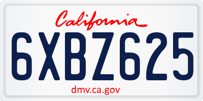 CA license plate 6XBZ625