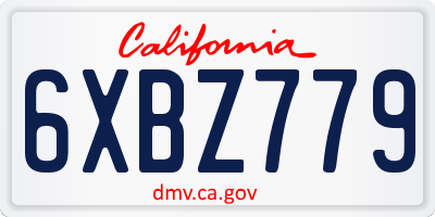 CA license plate 6XBZ779