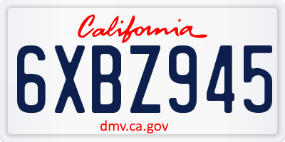 CA license plate 6XBZ945
