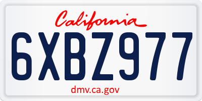 CA license plate 6XBZ977
