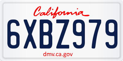CA license plate 6XBZ979