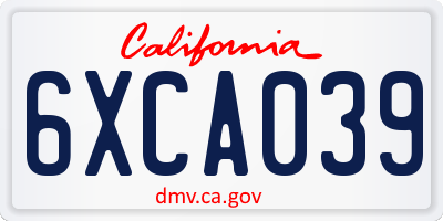 CA license plate 6XCA039