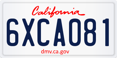 CA license plate 6XCA081