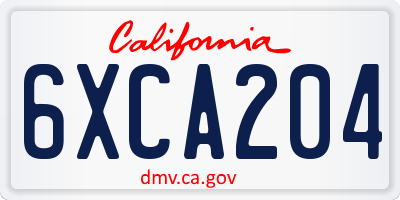 CA license plate 6XCA204