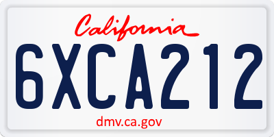 CA license plate 6XCA212