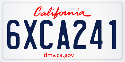 CA license plate 6XCA241