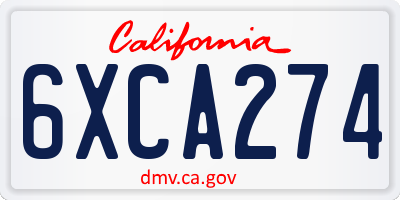 CA license plate 6XCA274
