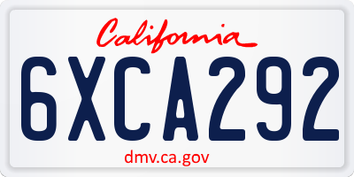 CA license plate 6XCA292