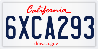 CA license plate 6XCA293