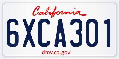 CA license plate 6XCA301