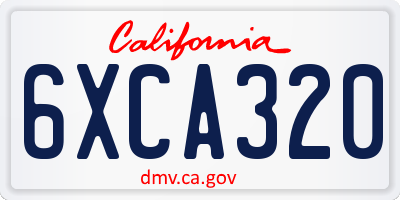 CA license plate 6XCA320