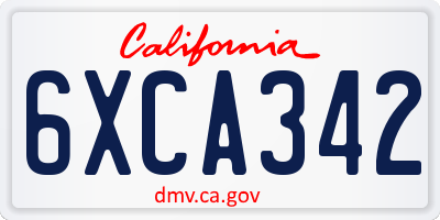 CA license plate 6XCA342