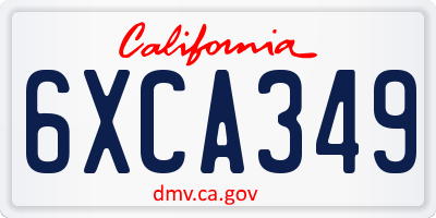 CA license plate 6XCA349