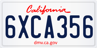 CA license plate 6XCA356