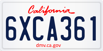 CA license plate 6XCA361