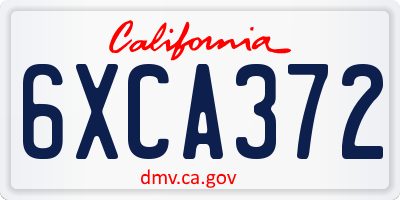 CA license plate 6XCA372