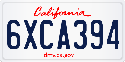 CA license plate 6XCA394