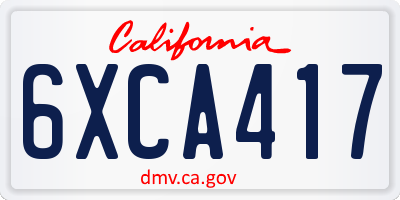 CA license plate 6XCA417