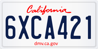 CA license plate 6XCA421