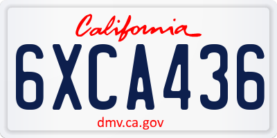CA license plate 6XCA436